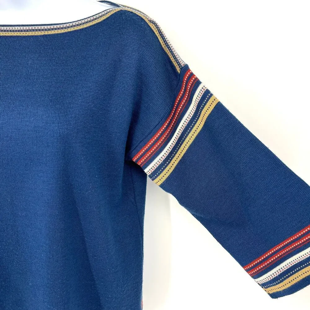 Vintage Montgomery Ward Wool Blend Blue ¾ Sleeve Sweater Size 8